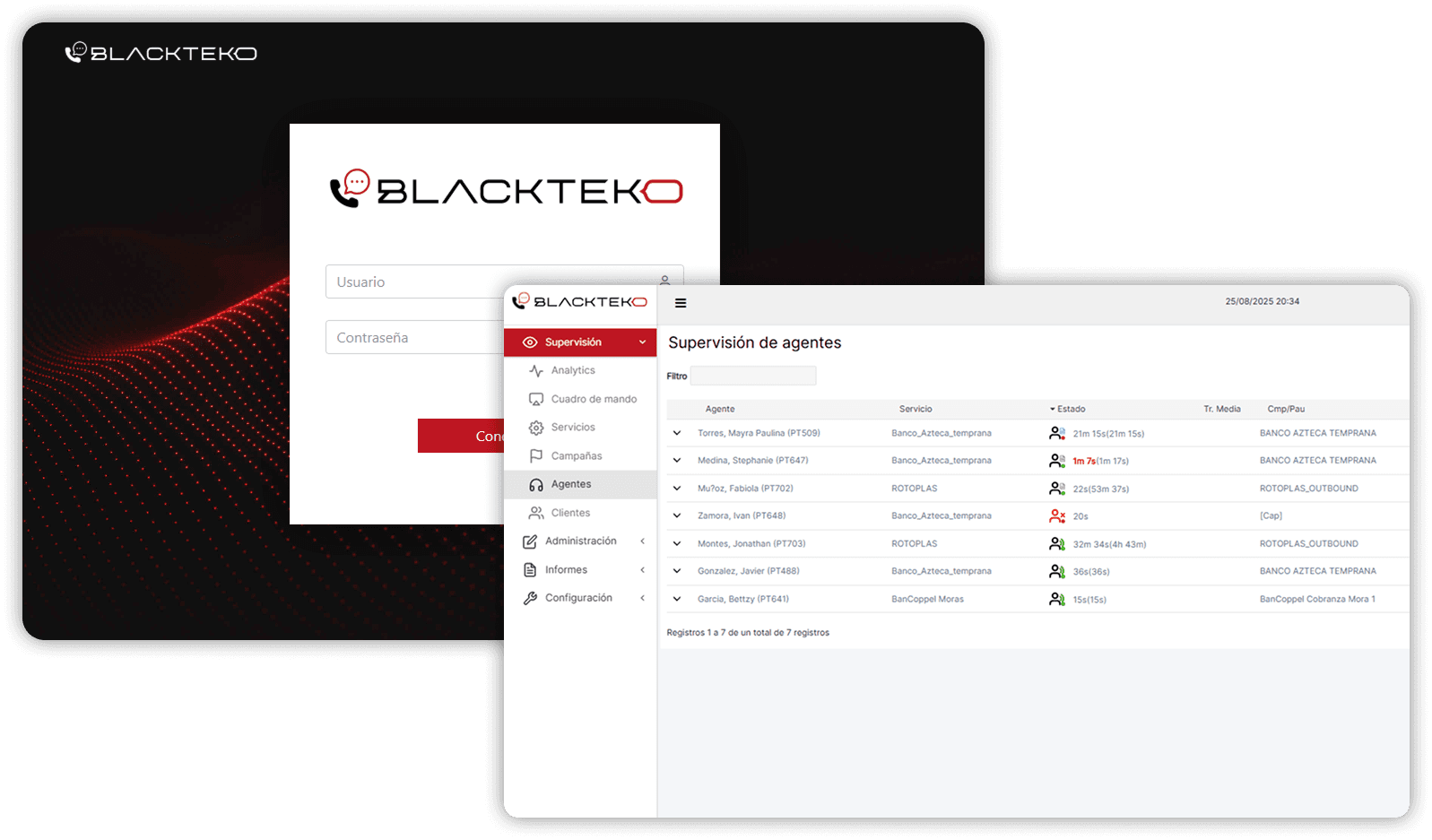 Captura de pantalla del software omnicanal de Blackteko